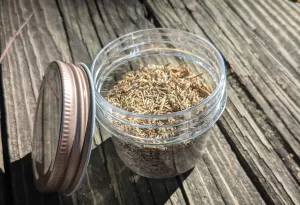 A bottle of Harvester Ant Seed Mix.
